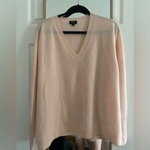 J.crew pink cashmere v neck sweater size XL